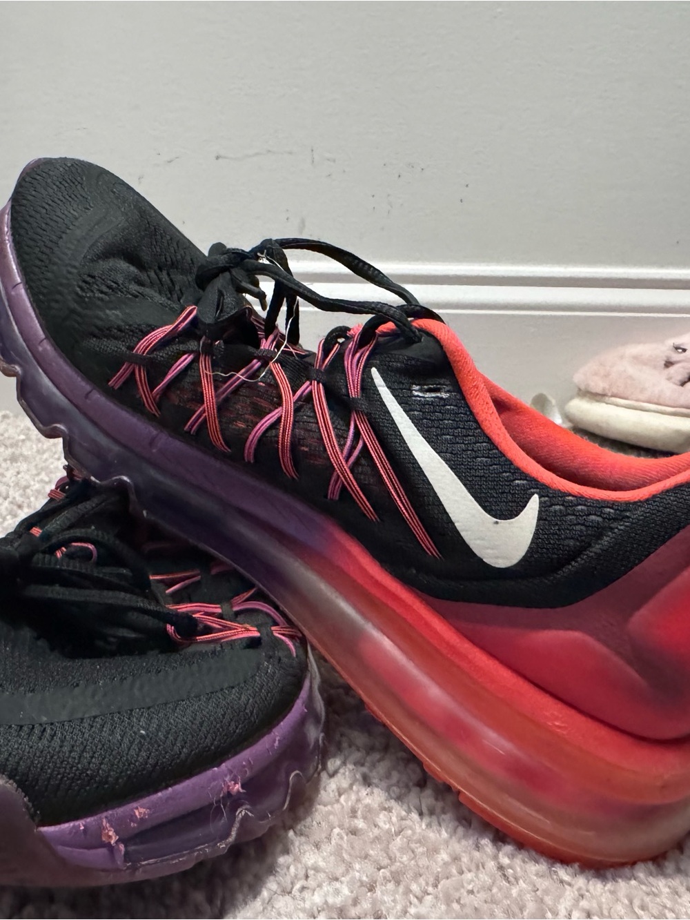 Nike Women's Black with Pink/Orange Gradient Air Max Sneakers